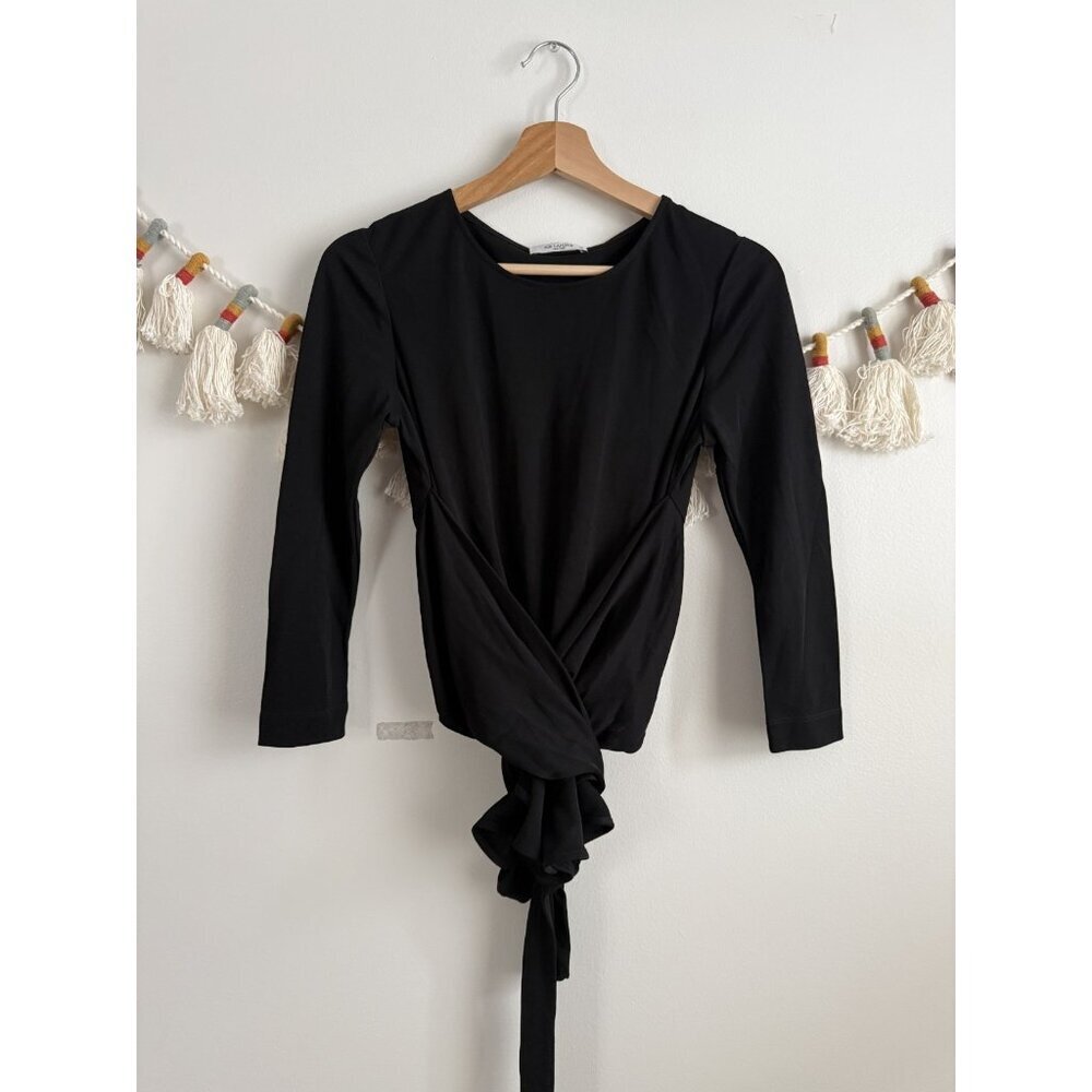 MM. Lafleur The Walker Top Knit Crepe Black Wrap Modest Whimsigoth Careerwear XS